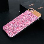 Wholesale iPhone 8 / 7 Sparkling Glitter Chrome Fancy Case with Metal Plate (Pink)